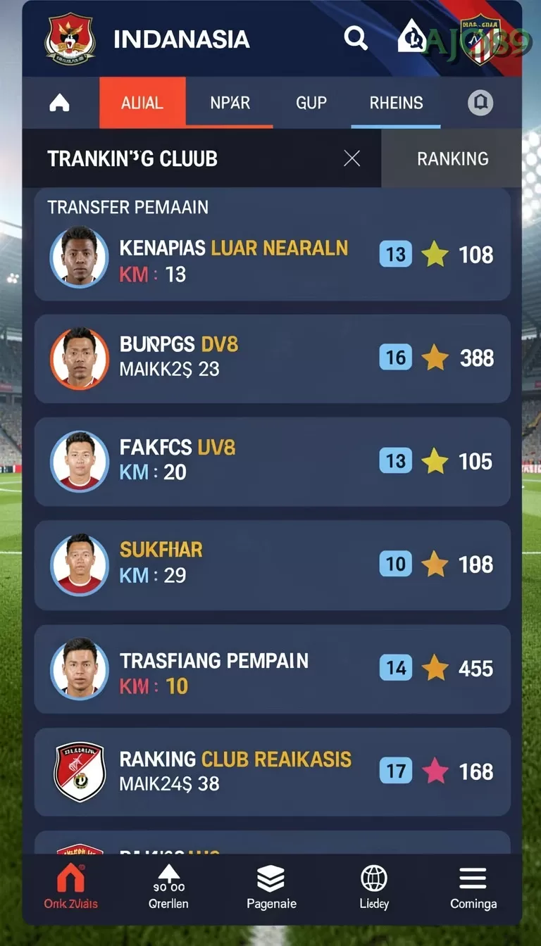 Cuplikan layar V98 — menu navigasi